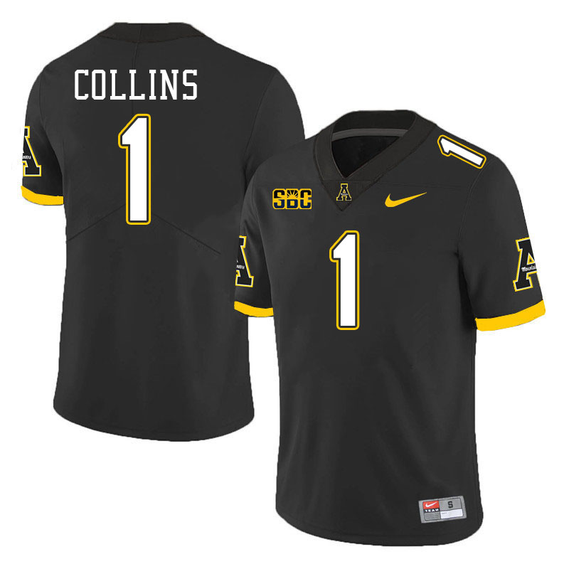 Appalachian State Mountaineers #1 Shawn Collins College Football Jerseys Stitched-Black Appalachian State Mountaineers #1 Shawn Collins College Football Jerseys Stitched-Black